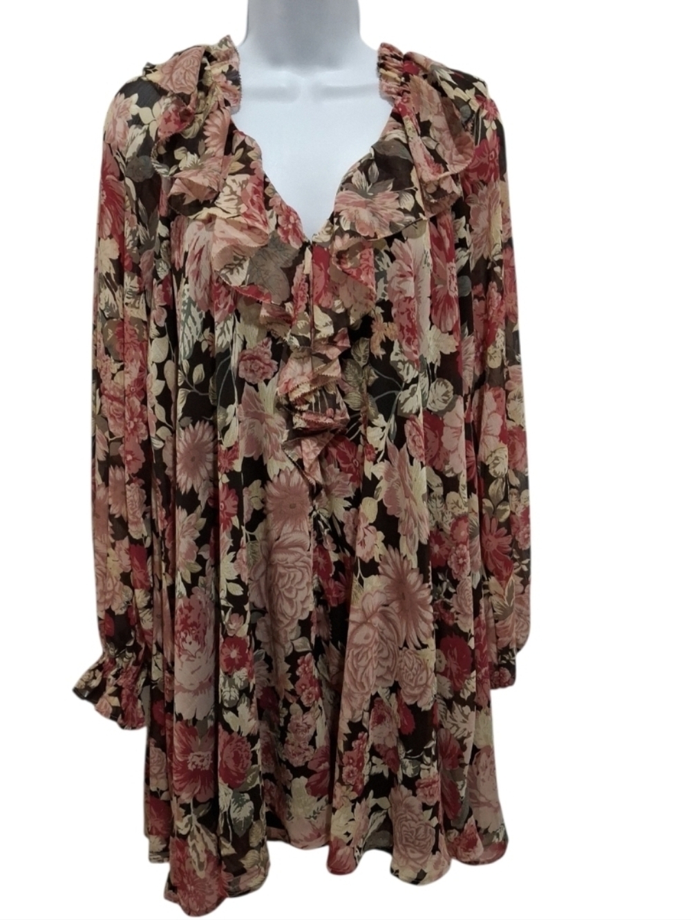 House Of Harlow Floral Ruffle Boho Dress Size S